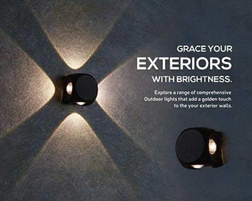 DAJUBHAI® - IP65 Aluminium LED 4-Way Splitter 4W Wall Light - Indoor/Outdoor (WW) Light, Rainproof & Shockproof Design (Pack of 1)