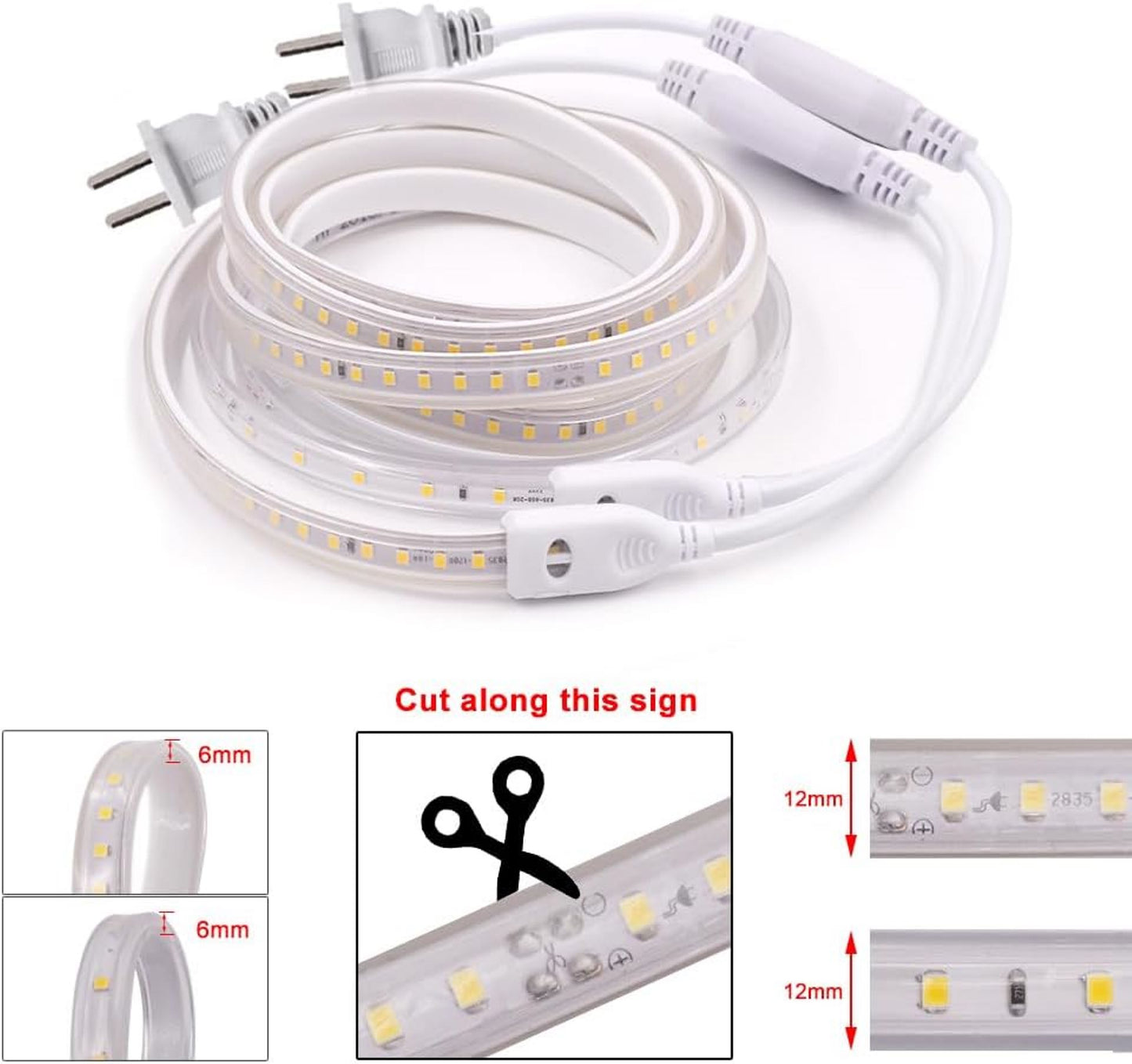 DAJUBHAI® - 30M Led Flexible Strip Light 220V SMD2835 Led Strip 120leds Per Meter Led Strip Light