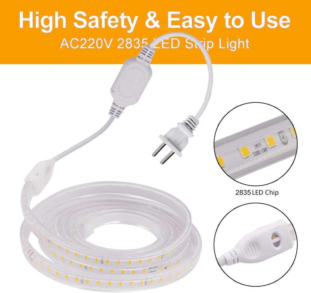 DAJUBHAI® - 30M Led Flexible Strip Light 220V SMD2835 Led Strip 120leds Per Meter Led Strip Light