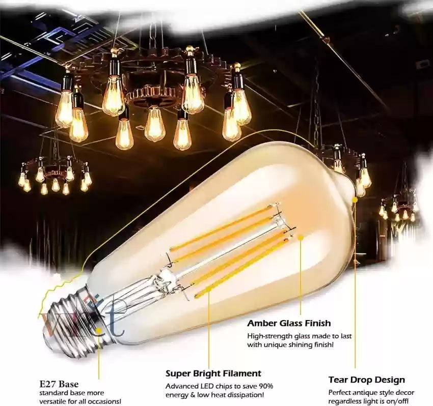 DAJUBHAI® - 4 Watt Led Filament Bulb ST64 E27 Base (Warm White)