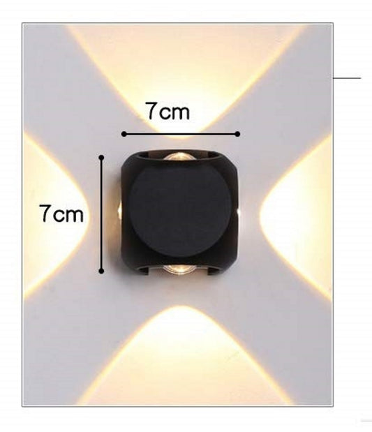 DAJUBHAI® - IP65 Aluminium LED 4-Way Splitter 4W Wall Light - Indoor/Outdoor (WW)  Light, Rainproof & Shockproof Design (Pack of 1)
