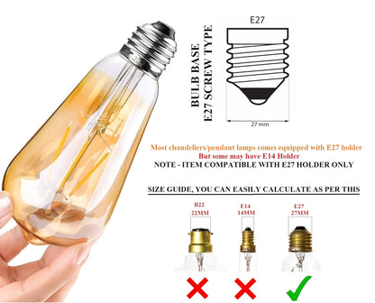 DAJUBHAI® - 4 Watt Led Filament Bulb ST64 E27 Base (Warm White)