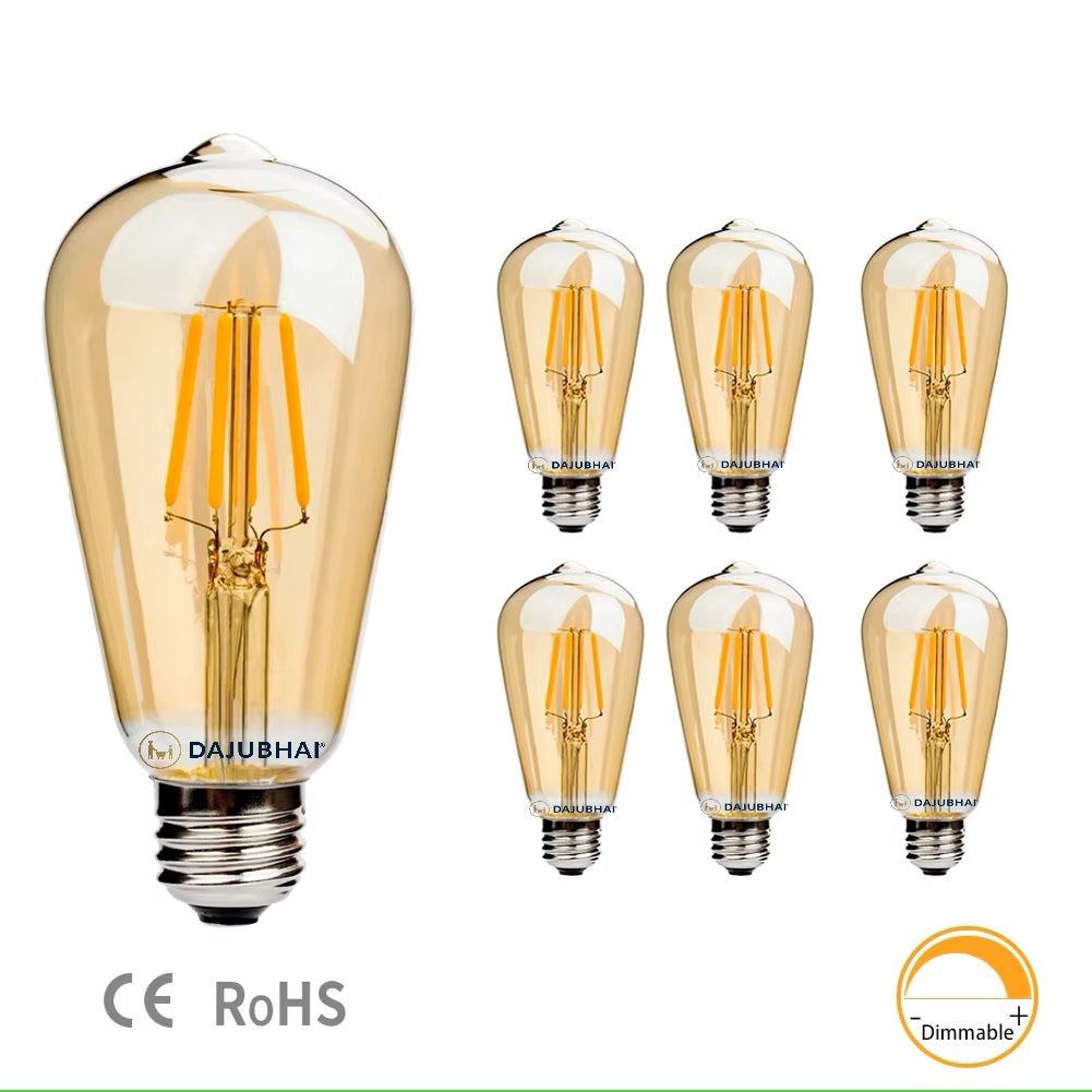 DAJUBHAI® - 4 Watt Led Filament Bulb ST64 E27 Base (Warm White)