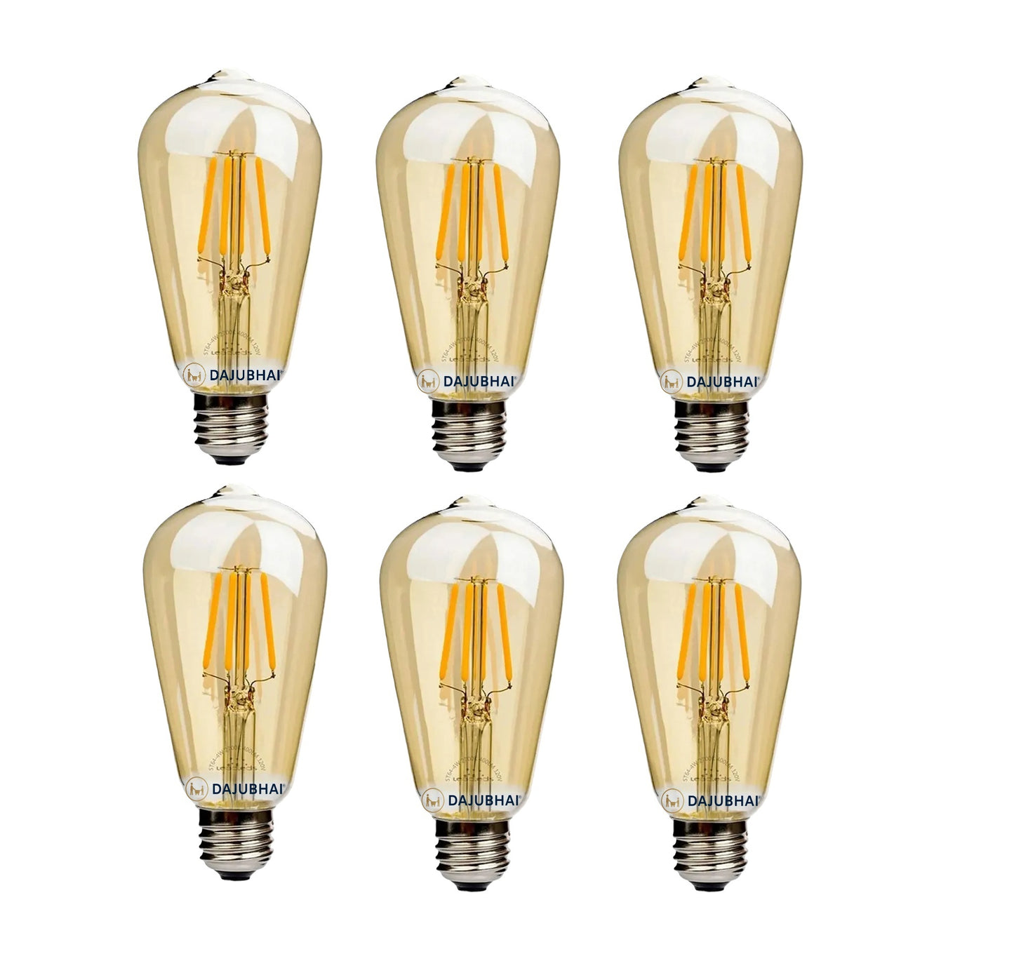 DAJUBHAI® - 4 Watt Led Filament Bulb ST64 E27 Base (Warm White)