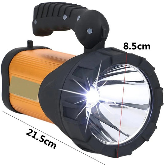 DAJUBHAI® - Metal 100w Rechargeable Waterproof Bright Led Torch Light Laser Long Range Distance High Power Search Light Kisan Rechargeable Emergency Lights(Multi-Color)