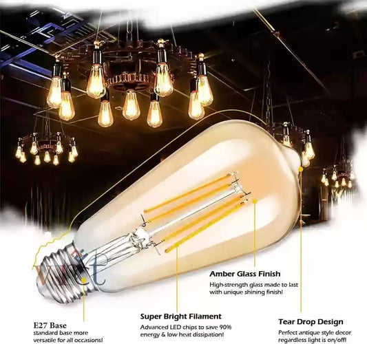 DAJUBHAI® - 4 Watt Led Filament Bulb ST64 E27 Base (Warm White)